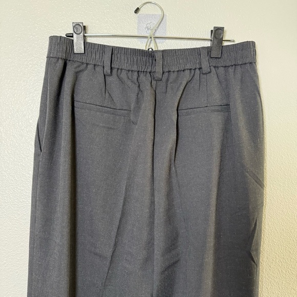 Adrianna Papell Wide Leg Cuffed Charcoal Flat Front Pants - Picture 2 of 10